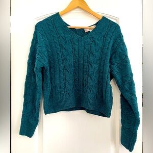 Small, pink rose, crop top turquoise sweaters. New with tags.